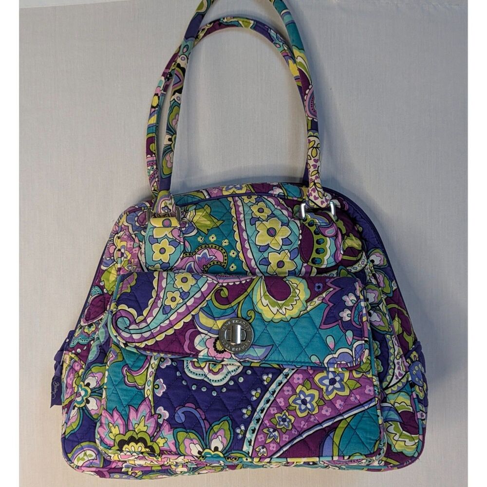 Vera Bradley Turn Lock Satchel Retired Quilted Floral Handbag Purse Multicolor